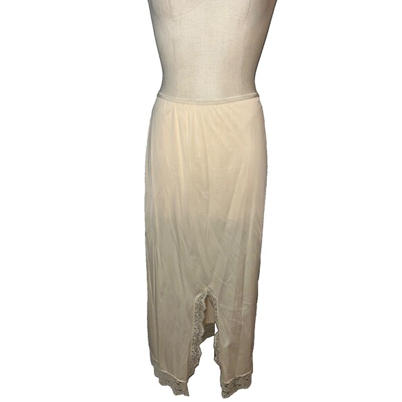 Vassarette Women's Vintage Lace Trim Front Slit Maxi Half Slip size L Stretch - Picture 1 of 6